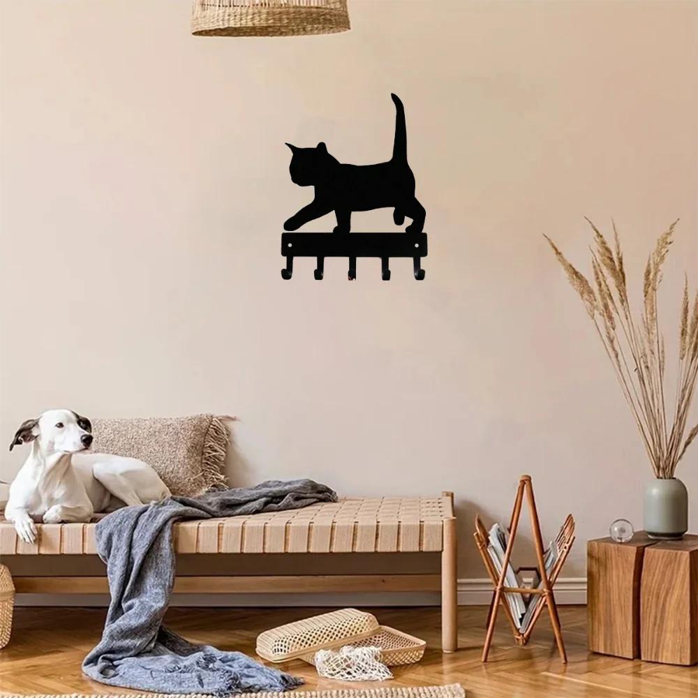 Promotion Cat 2 Kitten Key Rack & Hanger  Small 6 Inch Wide Hook Bathroom Accessories Decoration For Home Wall Sticker