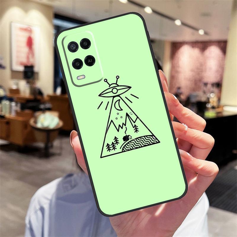 Aesthetic Alien Case For Oppo A94 A54 A40 A60 A80 A98 A78 A18 A38 A58 A16 A76 A96 A17 A77 A74 A57S A15 Cover