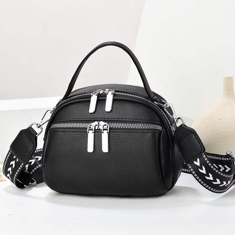 

Женская сумка городская простая модная мягкая кожаная повседневная многослойная нишевая сумка-мессенджер сумка чёрный