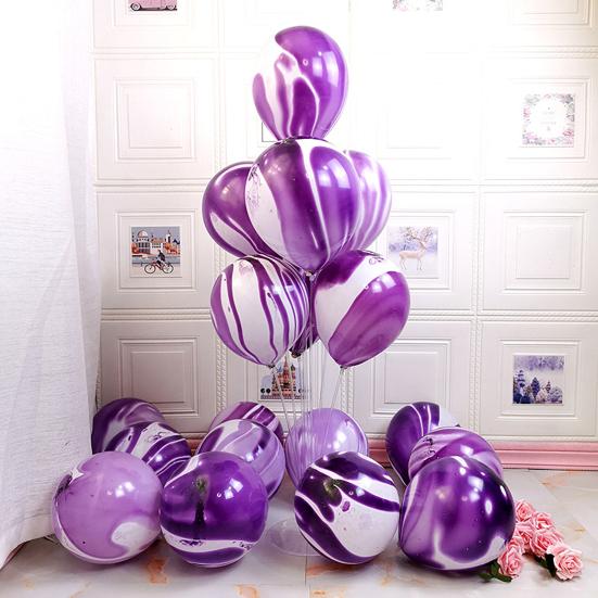 10Pcs/Set 12-inch Latex Balloon Agate Pattern Anti-burst Thicker Festival Props Birthday Party Home Ornament Balloon Party Accessories