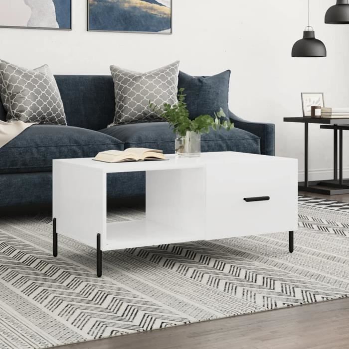 VidaXL Table basse Blanc brillant 90x50x40 cm Bois d'ingénierie 829222