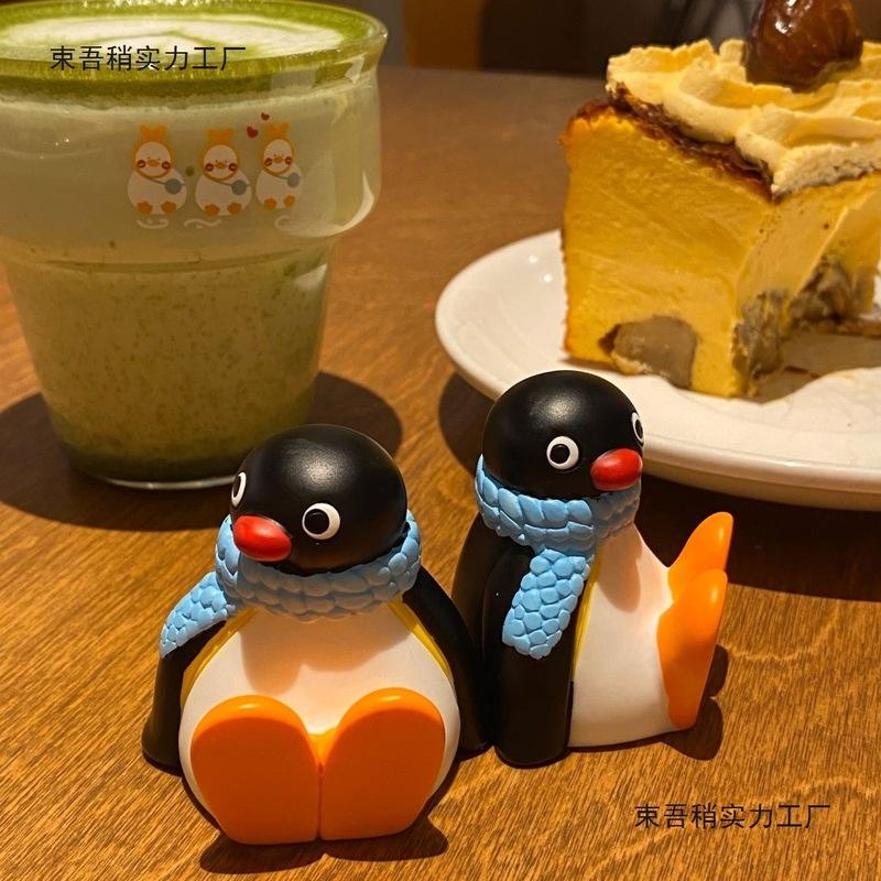Süße Pingus Pinguin Familie Puppe Ornamente Auto Dekoration Figur Sammlerstück Modell Statue Junge Mädchen Spielzeug Geschenk Mit Nahtlosem Einkleben