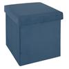 Atmosphera "Tess" Foldable Velvet Storage Pouf - Blue