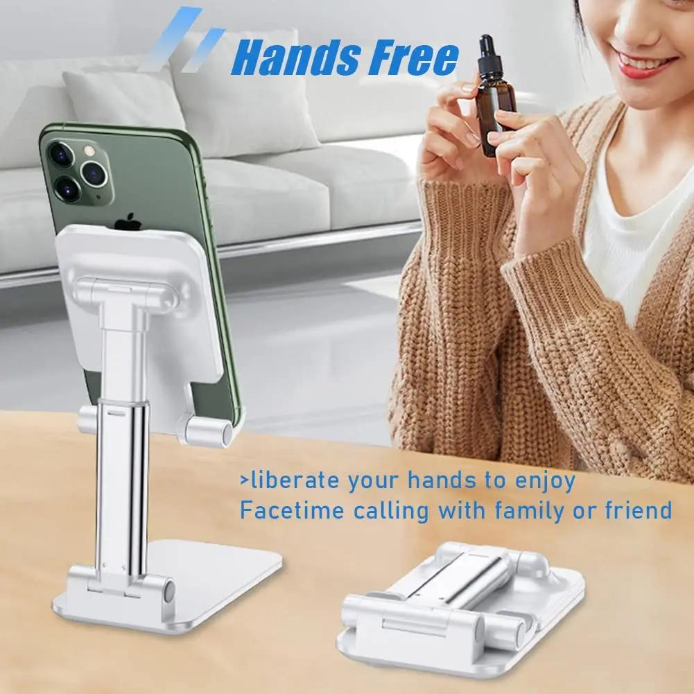 Foldable Mobile Phone Desktop Stand with Adjustable Angle and Height and Silicone Pad for Lifting and Lowering The Phone Stand