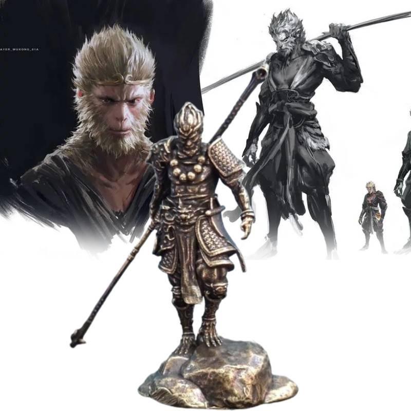Stunning Black Wukong Mini Statue Crafted From Durable Copper For Collectors
