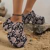 Leopard Platform Clogs for Women Closed Toe Chunky High Heel Sandals Woman New Summer Street Beach Slides Girls Fashion Slippers