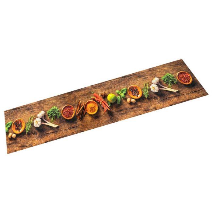 VidaXL Tapis de cuisine lavable impression d'épices 60x180 cm velours 4005606