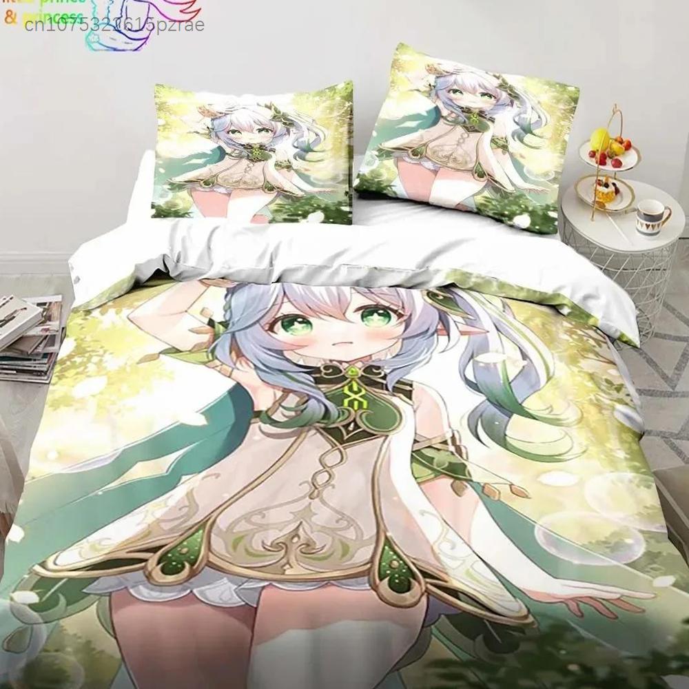 Genshin Impact Anime Povlečení 3D Potisk Vhodné do Ložnice Sada Povlaků na Peřinu s Povlaky na Polštáře Dětský Domácí Textil