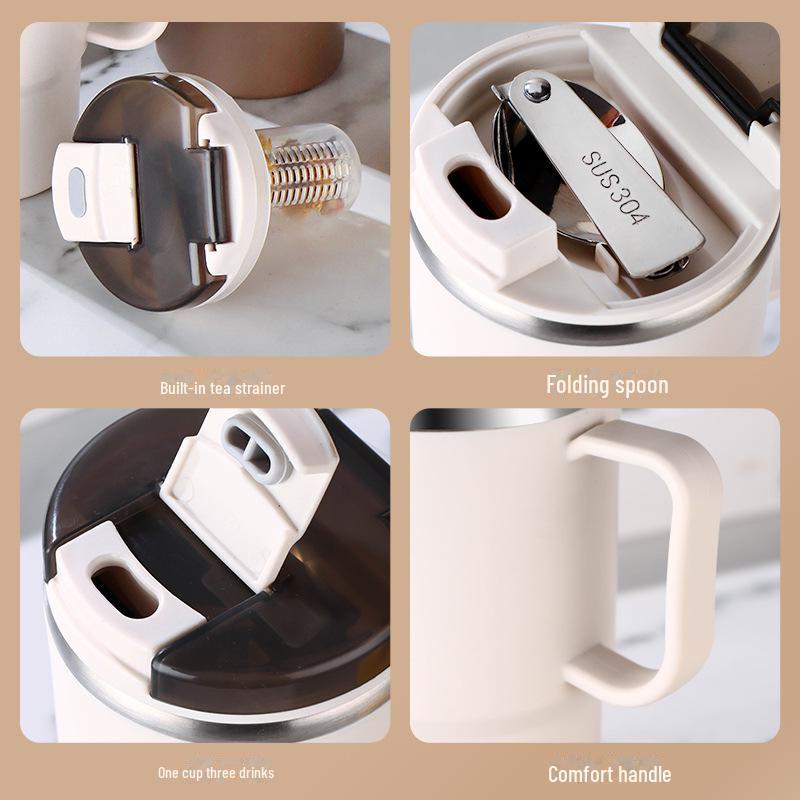 Tazza da Caffè in Acciaio Inossidabile di Grande Capacità con Coperchio
