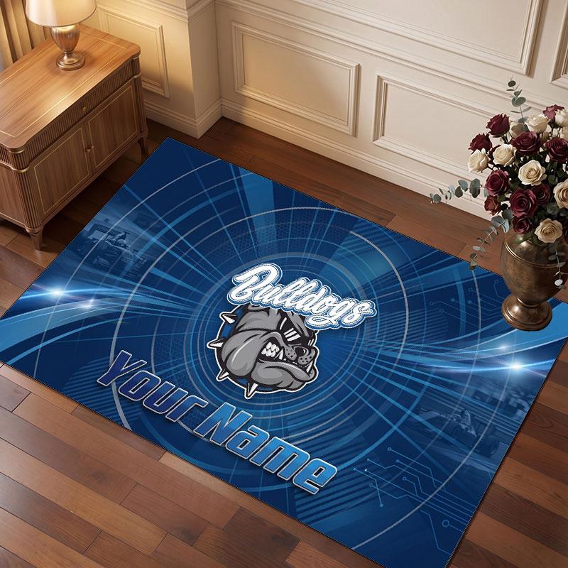Canterbury-Bankstown Bulldogs Personalisierter Kristall-Samt-Teppich, Benutzerdefinierter Namens-Text Weicher Anti-Rutsch-Teppich für Wohnzimmer Schlafzimmer