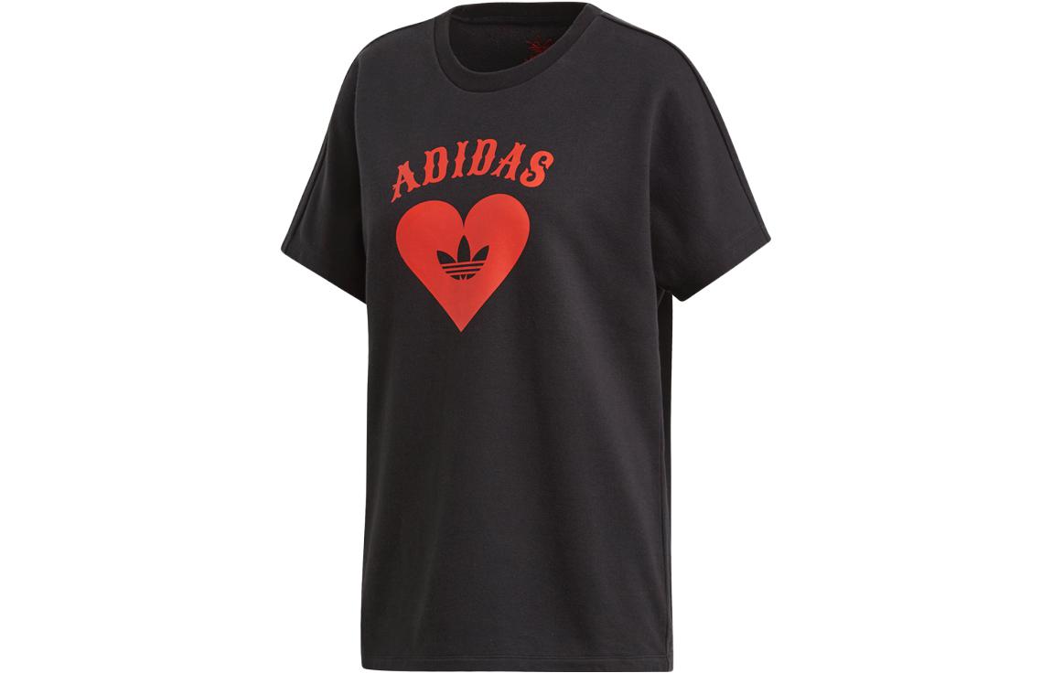 Adidas Originals T Shirts Women s Black Crew Neck Moderate Straight Fit FH8555 36