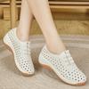 New Style Perforated Breathable Women's Summer Casual Shoes with Wedge Heels and Thick Soles