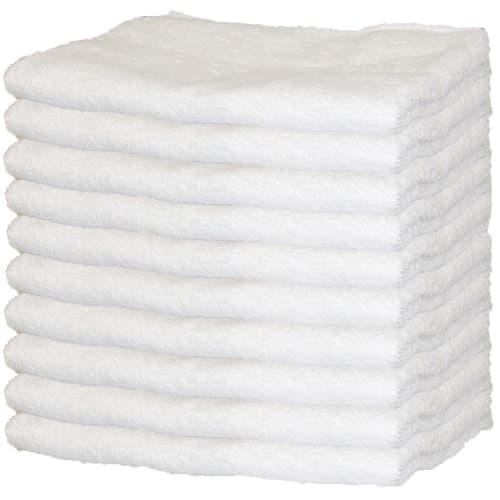 [Bulk Purchase Set] 100% Cotton White Face Towels, 10-Piece Set, 34 x 84cm