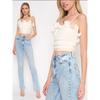 Foreign Trade Order Dee **LLY Wooden Ear Pleat Waist Exposed Navel Heavy Industry Exquisite Cami 55% Linen