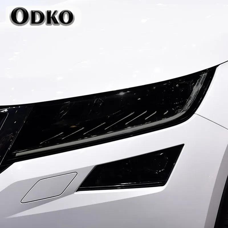 2 Pcs Car Headlight Protective Film Front Light Transparent Smoked Black TPU Sticker For Skoda Kodiaq 2016-On RS Accessories