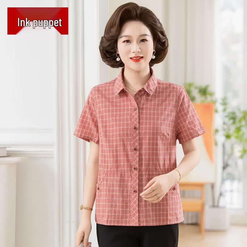 Women s Plaid Short-Sleeve Cardigan Top 3XL