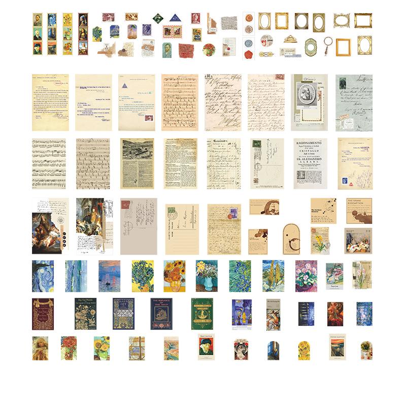 200 Pcs Vintage Clip and Paste Memo Pad Scrapbooking Diary Album Lable Material Decorative Stationery Craft Background Paper