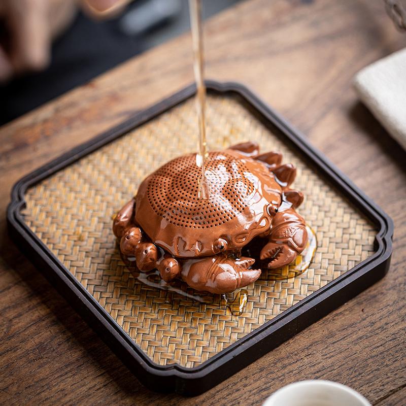 Kreatywny Krab Filtr do Herbaty Fioletowa Glina Dekoracja Zwierzak do Herbaty Akcesoria Dekoracyjne do Stolika Herbacianego