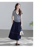 Light Oxygen Commuting Series Fake Two Piece Striped T-shirt Half Skirt Set