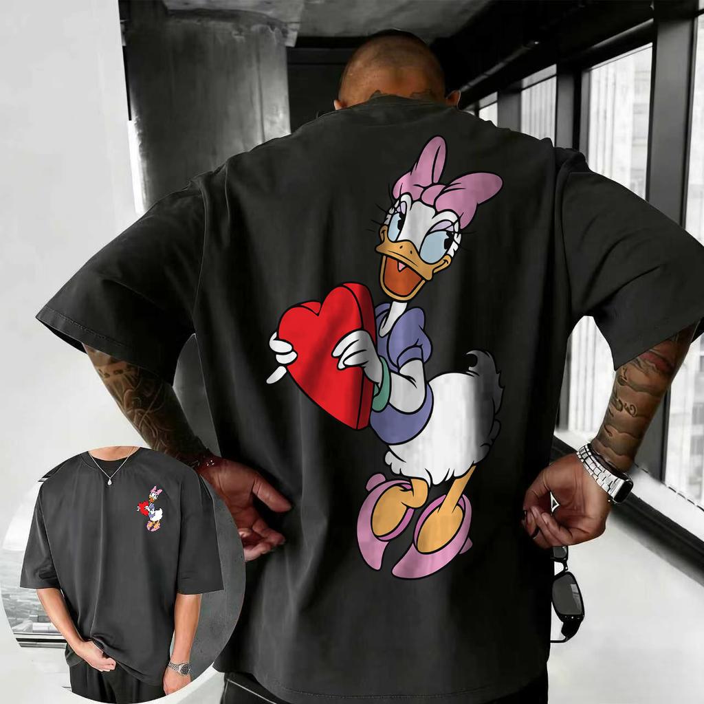 2026 Léto Disney Daisy Tričko Pánské Street Fashion 100% Čistá Bavlna Krátký Rukáv Ležérní Volný Prodyšný Vrchní Díl
