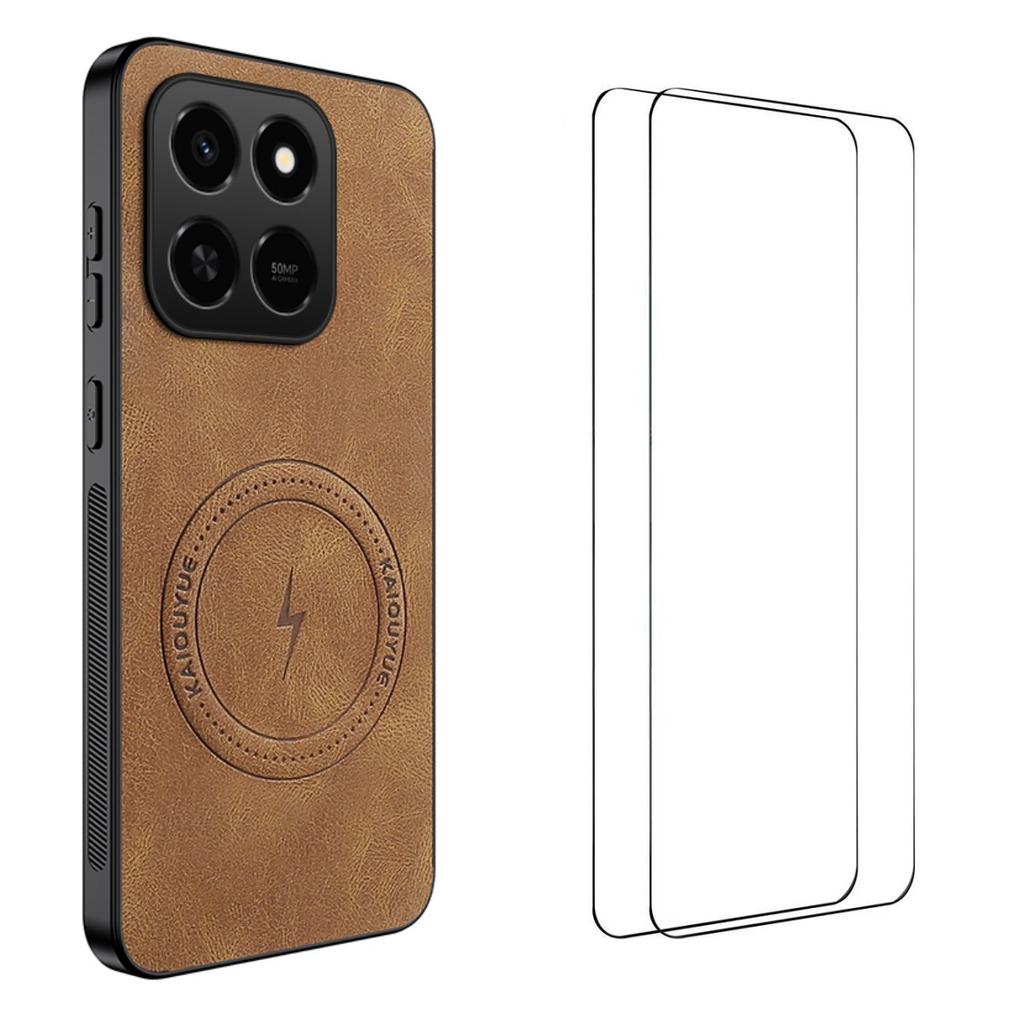 For Honor X7d 4G/Honor 400 Smart Magnetic Case WANLONFENG SD Series PC TPU Phone Cover with 2Pcs Screen Film