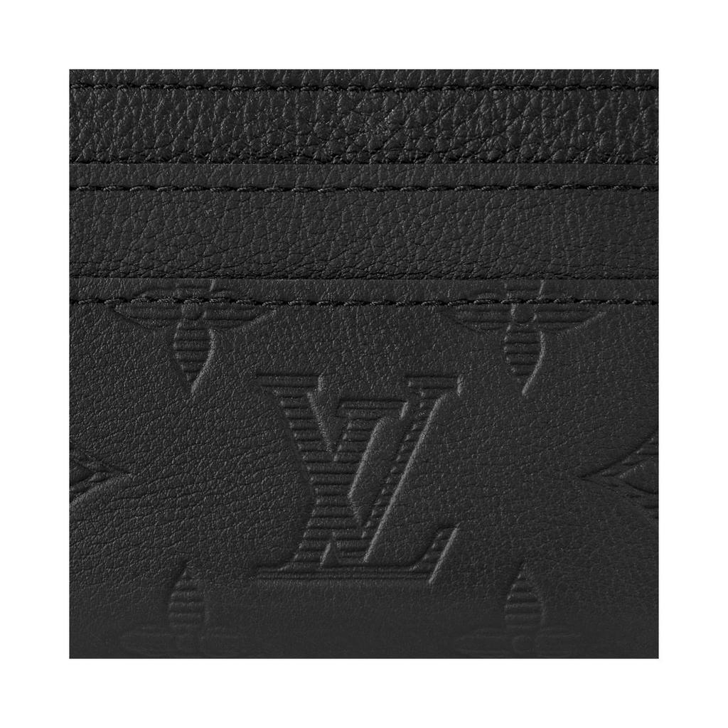 Louis Vuitton Double Card Holder Black Monogram Shadow Calf Leather Men Wallets M81415