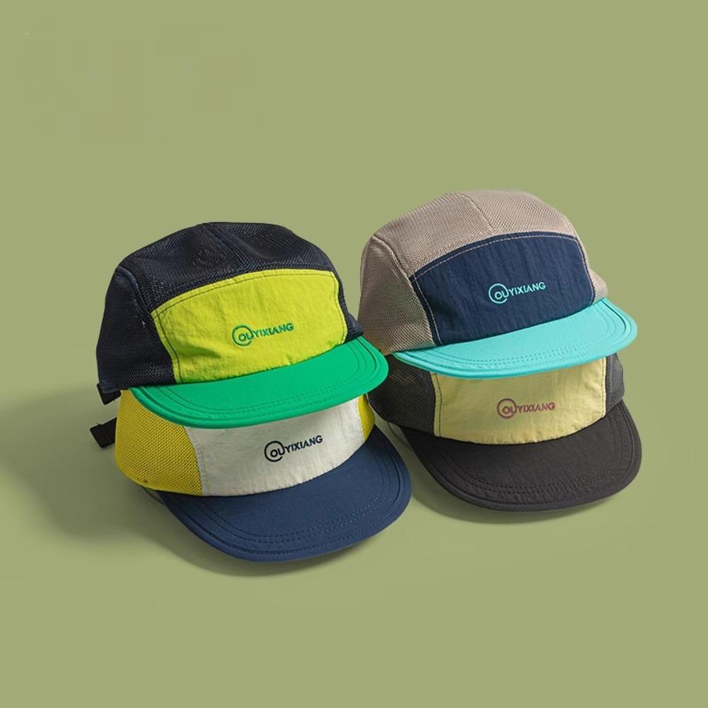 Quick-Dry Mesh 5-Panel Color-Blocked Baseball Cap - Sun Hat, Breathable Lightweight UV Protection, Unisex for Men Women Teens
