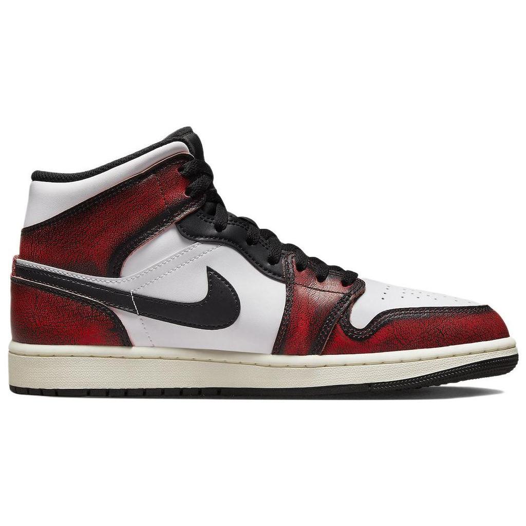 Air Jordan 1 Mid SE Wear-Away Men Sneakers White Black Sail DV9565-006