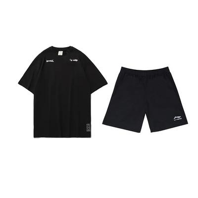 Fashionable Personalized Design Round Neck Pullover Short Sleeve T-Shirt Unisex Tops Black AHSU997-2+YKSV147-2