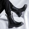 Britischer Stil Herren Freizeit hohe Schaftstiefel Originalleder Plateauschuhe Cowboy Chelsea Boot cool lang Motorradstiefel Mann