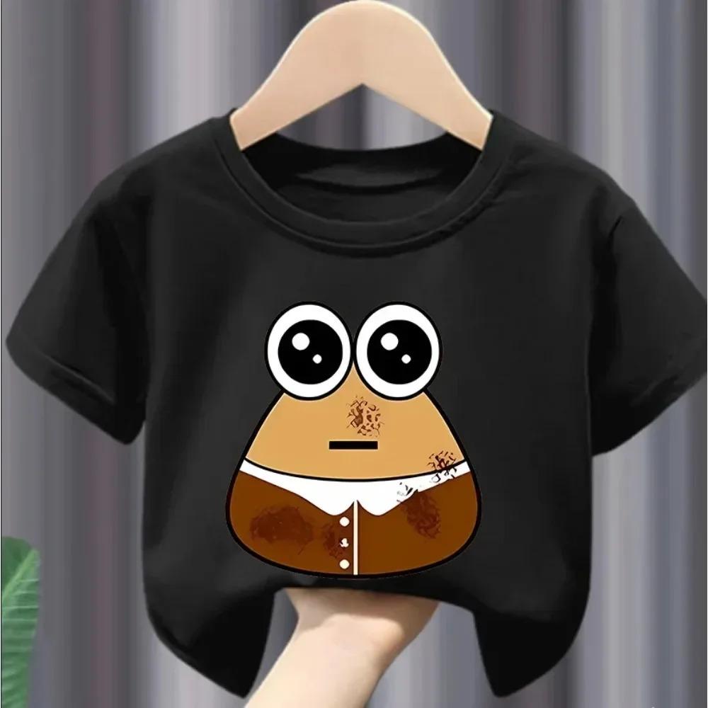 Christmas Cute My Pet Alien Pou Print Kids T-shirts Cartoon Summer Short Sleeve Baby Tees Tops Boys Girl Clothes Tshirts Y2k
