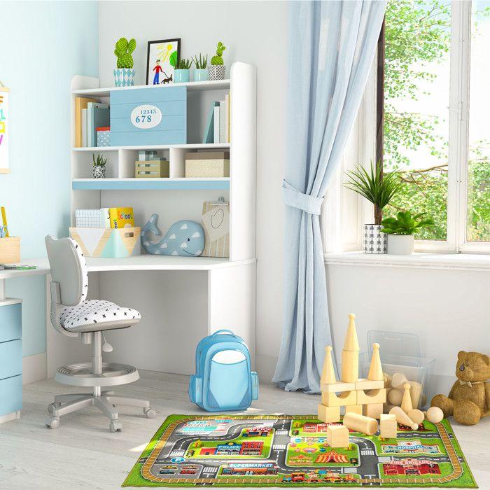 Relaxdays Tapis de jeux voiture, motif ville, antidérapant, pour votre enfant, polyester, L x P 150 x 100 cm, coloré