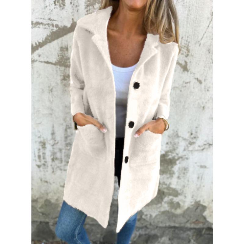 YYFS Damesmode Casual Effen Kleur Print Herfst Winter Lange Mouw POLO Hals Jassen & Jassen