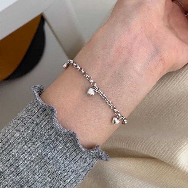 Sweet Heart Women's Double-Layer Hollow Heart & Bead Bracelet