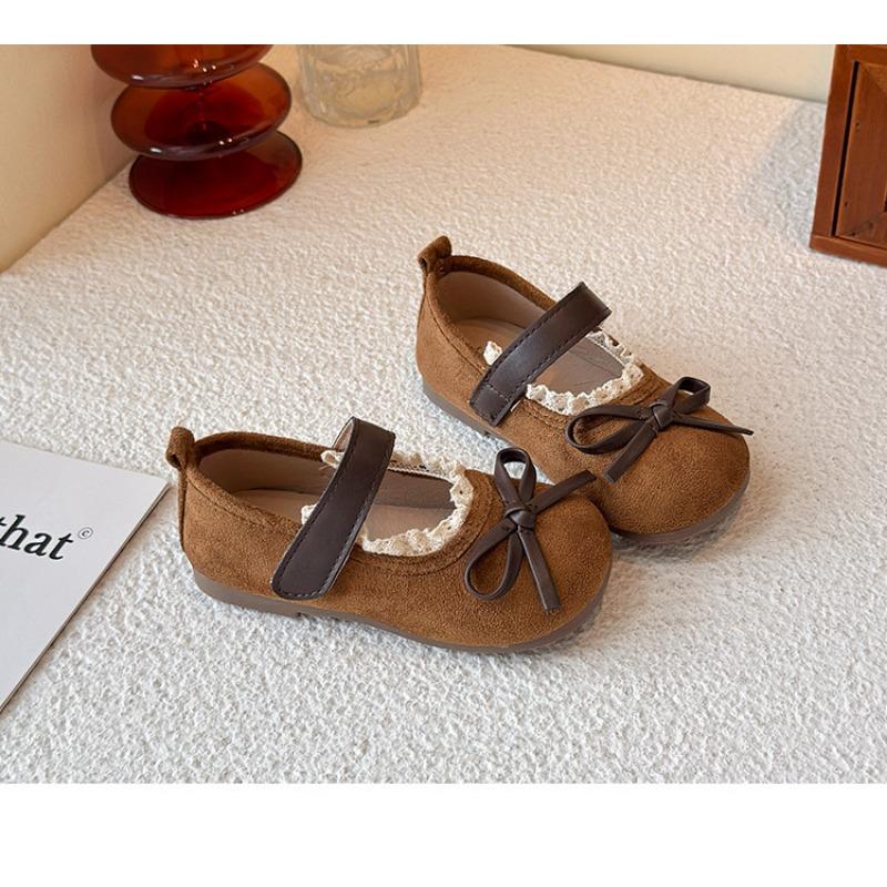 Girls Bowknot Lace Shallow Mouth Soft Sole Princess Leather Kids Shoes