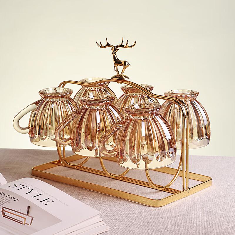 Shangqi Creative Gold Handle Heat-Resistant Glass Cup Set 160ml