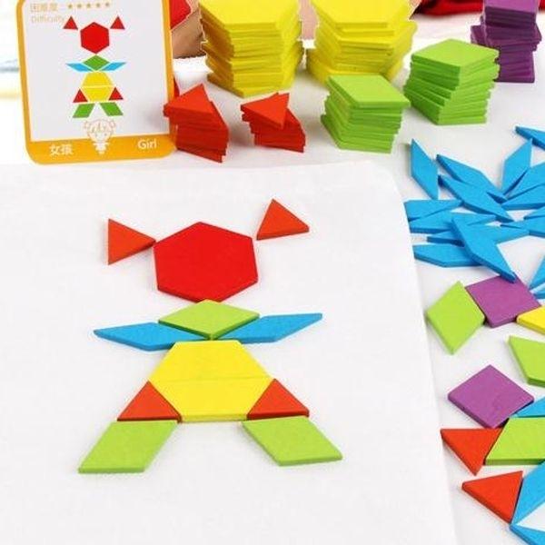 Dřevěná hra reprodukce geometrických tvarů Montessori obrázků