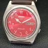 VINTAGE SEIKO 5 AUTOMATIC 7009A JAPAN MENS ARABIC RED COLOR DIAL WATCH a702665-1