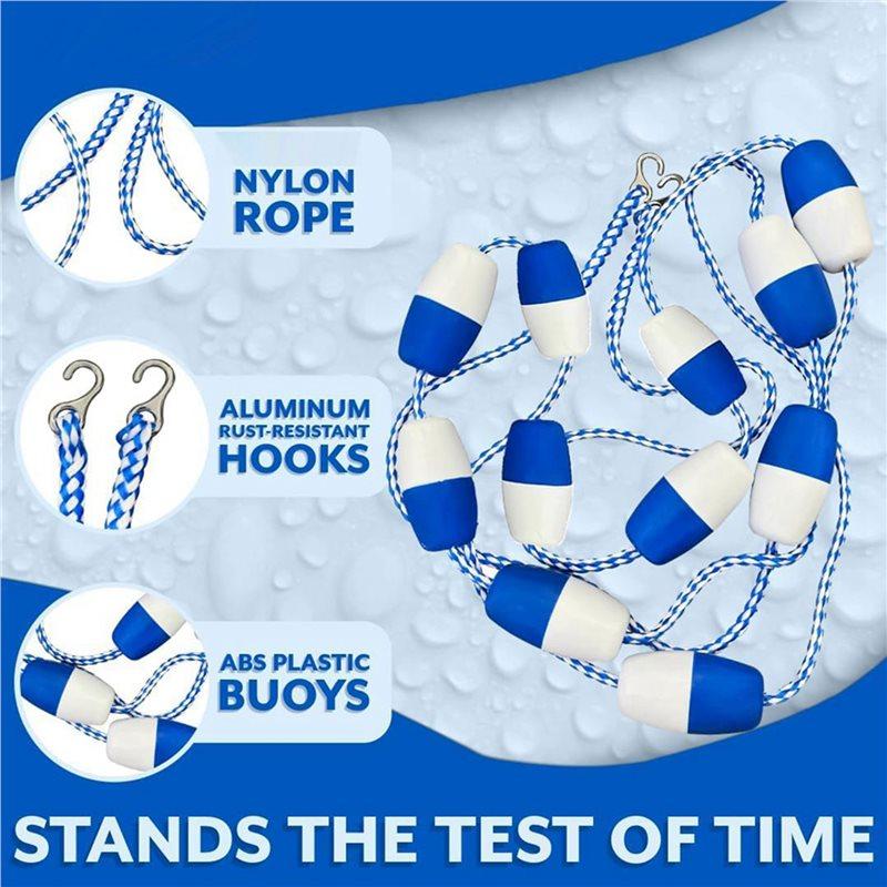 2Pcs 16Ft Pool Rope Floats To Divide Pool - Pool Safety Rope With Floats - Pool Divider Rope For Shallow Deep End