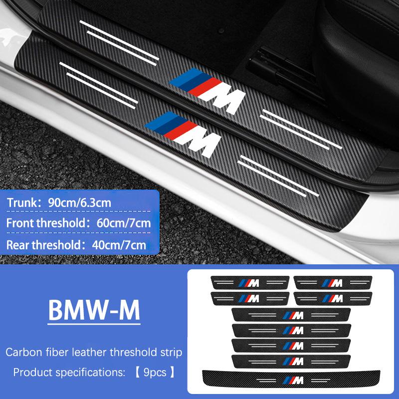 5/9Pcs Auto Door Sill Protective Strip PU Leather Stickes For BMW E46 E90 E60 F30 F10 E39 E36 F20 G20 G30 E92 E87 E91 X5 E70 F11 VM4