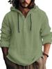 Men's Cotton Linen Hooded Sweatshirt - Casual Solid Color, Long Sleeve, Trendy Autumn Wear