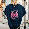 In This Family No One Fights Alone TShirt Breast Cancer Awareness Family Support Graphic Tee Ribbon Butterfly Flower Cotton Top