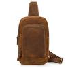 Crazy Horse Leather Chest Bag - Men's Casual Cowhide Crossbody & Shoulder Bag for Commuting & Outdoor Activities