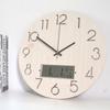 Fiber Wood Wall Clock Living Room Modern Simple and Atmospheric 14-inch 35cm Household Clock Silent Perpetual Calendar Clock Wall Watch