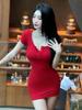Pure Desire Style V-neck Slim Hip Skirt Female Hottie Dress Small Man Wear Short Skirt Temperament Slim Red Dress