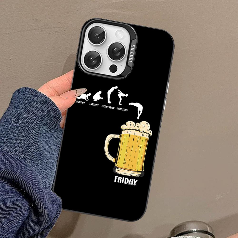 Beer Print Phone Case For IPhone 16 15 14 13 12 11 Pro Max X XR XSMAX 8 7 Plus Matte Shockproof Back Cover