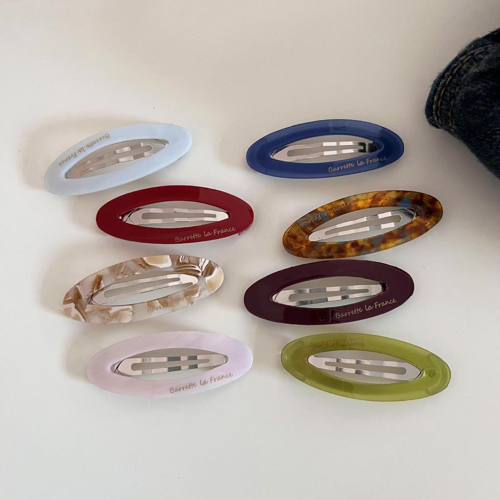 Korean Gold Oval Acetate Hair Clip - Retro Style for Bangs & Flyaways