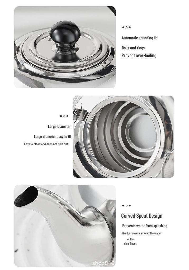 Thickened Stainless Steel Water Kettle with Strainer, Induction and Stove Compatible for Outdoor Use