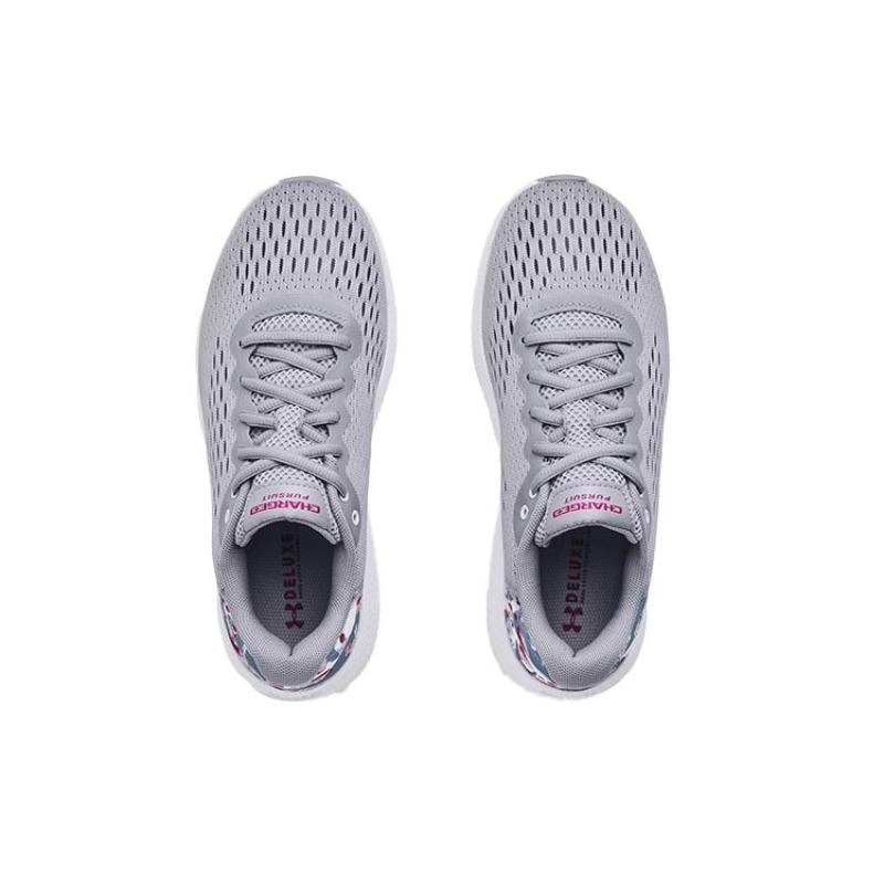 Under Armour Pursuit Fabric Synthetic Leather Low Top Running Shoes Women Modern Grey 3024443-100
