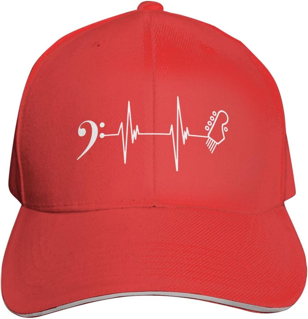 Heartbeat Guitar Headstock Baseball Cap Polyester Adjustable Outdoor Music Hat Unisex